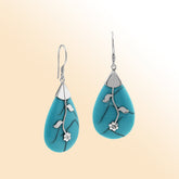 AE-1047-TQ Sterling Silver Teardrop Shape Earring With Turquoise Jewelry Bali Designs Inc